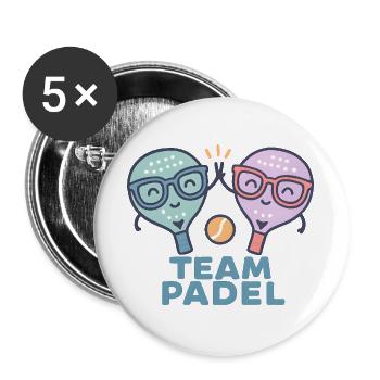 Duell Padel Freundliche Maskottchen Bunt - Buttons groß 56 mm (5er Pack) - Weiß - Vorne