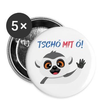 Tschö mit Ö Panda - Buttons groß 56 mm (5er Pack) - Weiß - Vorne