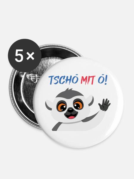 Tschö mit Ö Panda - Buttons groß 56 mm (5er Pack) - Weiß