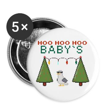 Pixel-Weihnachtsvogel mit Lichterketten - Buttons groß 56 mm (5er Pack) - Weiß - Vorne