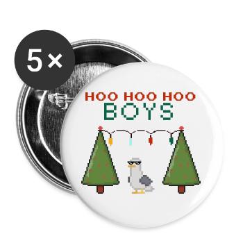 Pixel Seagull Christmas Boys - Buttons large 2.2''/56 mm (5-pack) - white - Front