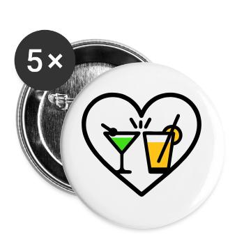 Cocktails Heart Summer Party Beach Gift - Buttons large 2.2''/56 mm (5-pack) - white - Front