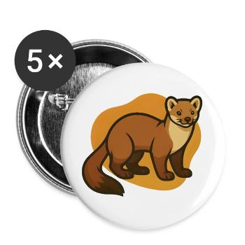 Gemütliche Marder-Illustration - Buttons groß 56 mm (5er Pack) - Weiß - Vorne