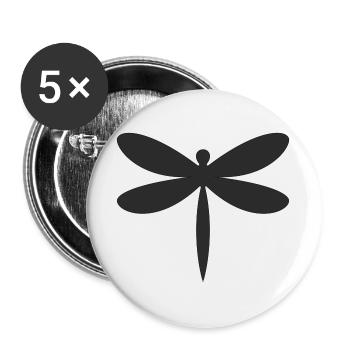 Libelle Silhouette  - Buttons groß 56 mm (5er Pack) - Weiß - Vorne