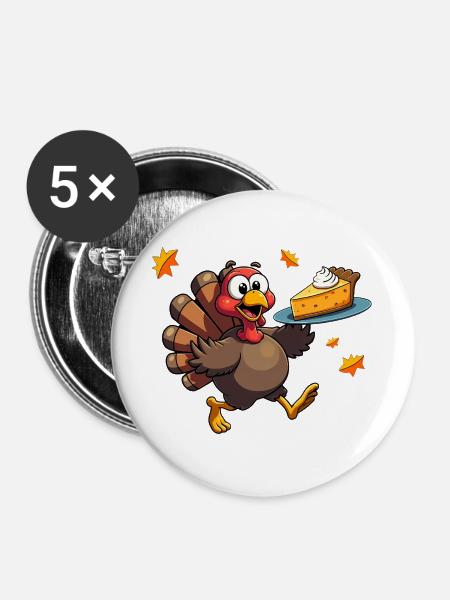 Thanksgiving Lustiger Thanksgiving Truthahn - Buttons groß 56 mm (5er Pack) - Weiß