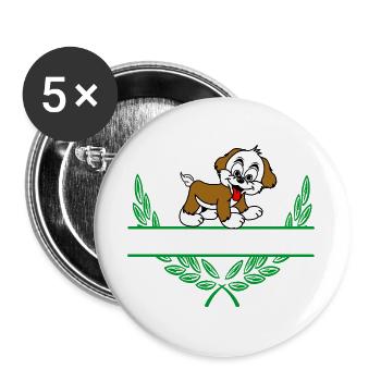 Doggie Laurel Wreath mit Namensraum - Buttons groß 56 mm (5er Pack) - Weiß - Vorne