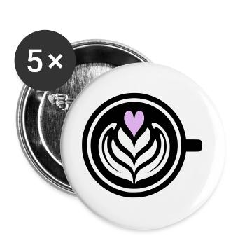 Kaffee-Liebe: Latte art Herz Vektor - Buttons groß 56 mm (5er Pack) - Weiß - Vorne