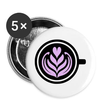 Kaffee-Liebe: Latte art Herz Vektor - Buttons groß 56 mm (5er Pack) - Weiß - Vorne