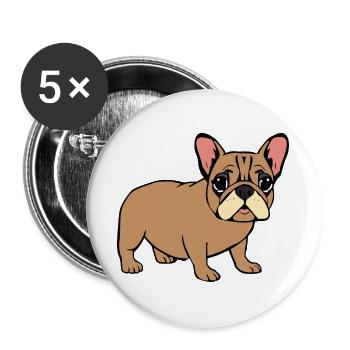 French Bulldog - Buttons large 2.2''/56 mm (5-pack) - white - Front
