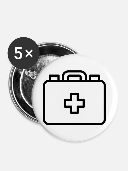Erste-Hilfe-Set - Buttons groß 56 mm (5er Pack) - Weiß