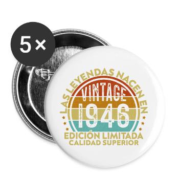 80. Geburtstag 80 Jahre Jahrgang 1946 - Buttons groß 56 mm (5er Pack) - Weiß - Vorne
