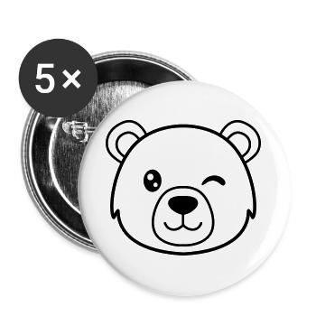 Wink bear. The bear gives the go-ahead - Buttons large 2.2''/56 mm (5-pack) - white - Front