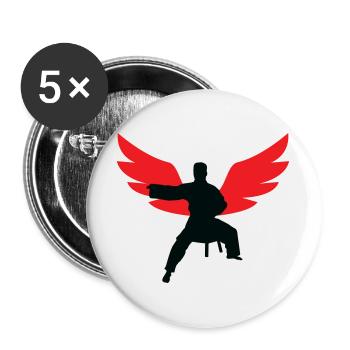 Aikido – Kampfsport – Aikido - Buttons groß 56 mm (5er Pack) - Weiß - Vorne