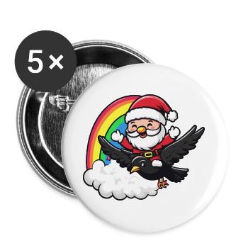 Noël du Corbeau Corbeau - Lot de 5 grands badges (56 mm) - blanc - Devant