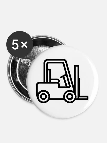 Gabelstapler - Buttons groß 56 mm (5er Pack) - Weiß