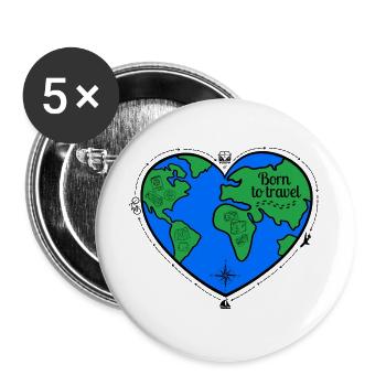 born to travel - Buttons large 2.2''/56 mm (5-pack) - white - Front