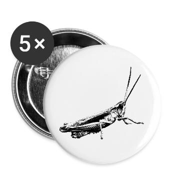 Grashüpfer / Grasshopper / Grafik schwarz - Buttons groß 56 mm (5er Pack) - Weiß - Vorne