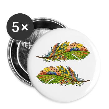 Feder - Buttons groß 56 mm (5er Pack) - Weiß - Vorne