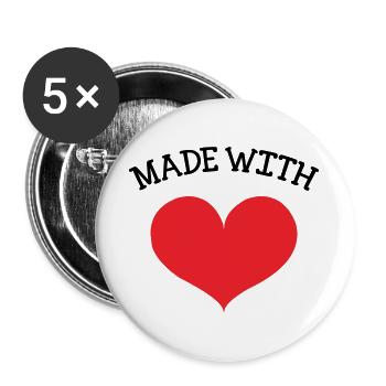 Made with Love - bébé - cadeau de naissance - Lot de 5 grands badges (56 mm) - blanc - Devant