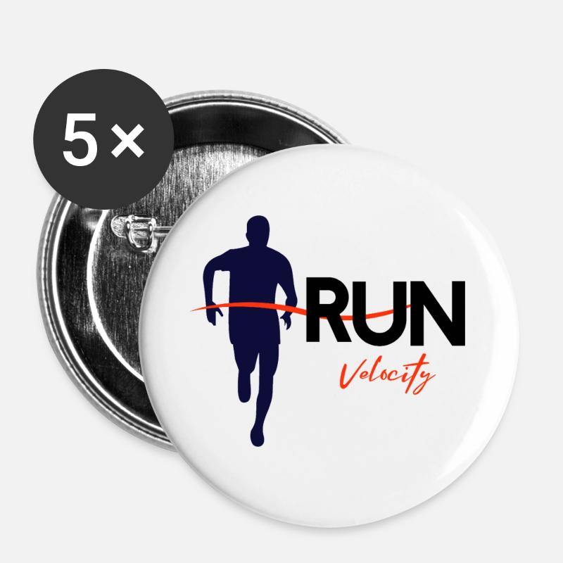 Run - Buttons groß 56 mm (5er Pack) - Weiß