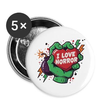 HorrorHeart in Zombie Hand - Buttons large 2.2''/56 mm (5-pack) - white - Front