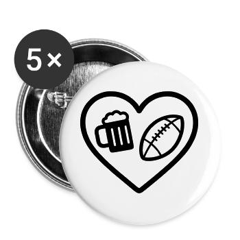 Heart Rugby Beer - Buttons large 2.2''/56 mm (5-pack) - white - Front