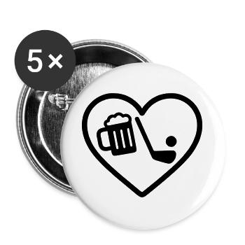 Heart Golf Beer - Buttons large 2.2''/56 mm (5-pack) - white - Front