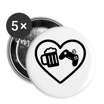 Heart Gaming Bier - Buttons groß 56 mm (5er Pack) - Weiß - Vorne