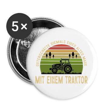 Agriculteur offre des cadeaux agricoles Tracteurs agricoles - Lot de 5 grands badges (56 mm) - blanc - Devant
