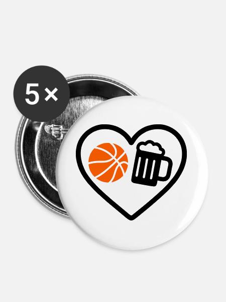 Heart Basket Bier - Buttons groß 56 mm (5er Pack) - Weiß