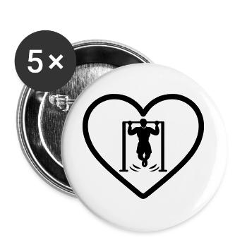 Heart Street Workout - Buttons large 2.2''/56 mm (5-pack) - white - Front