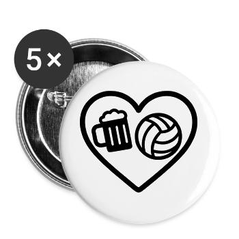 Bière de volley-ball au cœur - Lot de 5 grands badges (56 mm) - blanc - Devant
