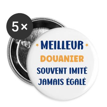 Meilleur Douanier - Lot de 5 grands badges (56 mm) - blanc - Devant