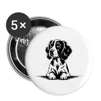 Cocker Spaniel - Lot de 5 grands badges (56 mm) - blanc - Devant