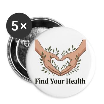 Find Your Health: Heartful Wellness - Buttons large 2.2''/56 mm (5-pack) - white - Front
