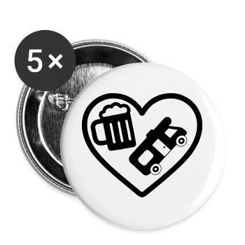 Humour de campeur de bière au cœur - Lot de 5 grands badges (56 mm) - blanc - Devant