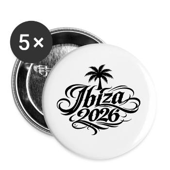 Ibiza 2026 Palm Tree - Buttons large 2.2''/56 mm (5-pack) - white - Front