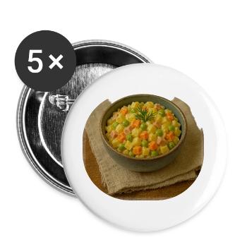 Olivje Salat - Buttons groß 56 mm (5er Pack) - Weiß - Vorne