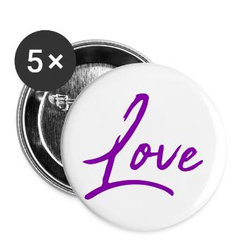 LIEBE. VALENTINSTAG. HERZ. ICH LIEBE DICH. ICH LIEBE DICH - Buttons groß 56 mm (5er Pack) - Weiß - Vorne