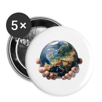 Earth in Hands: Global Responsibility - Buttons large 2.2''/56 mm (5-pack) - white - Front
