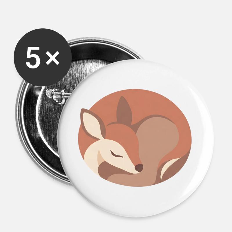 Sleeping Fox in Soft Palette - Buttons large 2.2''/56 mm (5-pack) - white