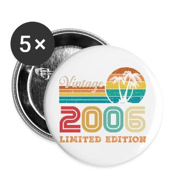 2006 Vintage Retro Birthday Gift 2006 - Buttons large 2.2''/56 mm (5-pack) - white - Front