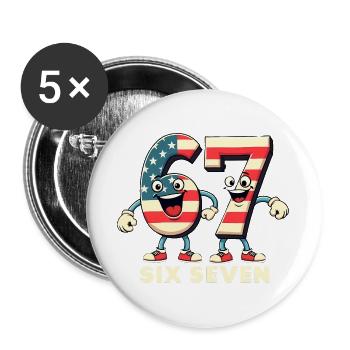 US Flag 67 Memes Six Seven - Buttons large 2.2''/56 mm (5-pack) - white - Front