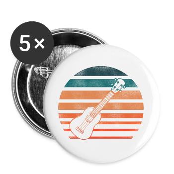 Hawaiian Ukulele Uke Retro Vintage - Buttons groß 56 mm (5er Pack) - Weiß - Vorne