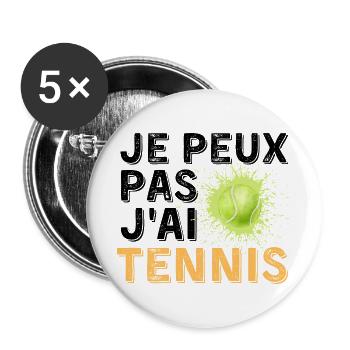 Graphic Original I Can't I Tennis - Buttons groß 56 mm (5er Pack) - Weiß - Vorne