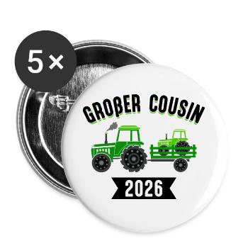 Annonce du bébé grossesse du grand cousin en 2026 - Lot de 5 grands badges (56 mm) - blanc - Devant