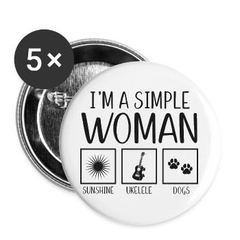 Hawaiian Ukulele Uke I'm A Simple - Buttons groß 56 mm (5er Pack) - Weiß - Vorne