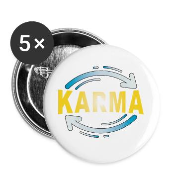 Karma - Minimalistisches Statement Design - Buttons groß 56 mm (5er Pack) - Weiß - Vorne