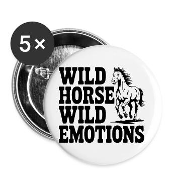 Wildpferd, wilde Gefühle - Buttons groß 56 mm (5er Pack) - Weiß - Vorne