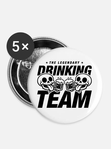 Drinking Team Skelett Bier - Buttons groß 56 mm (5er Pack) - Weiß